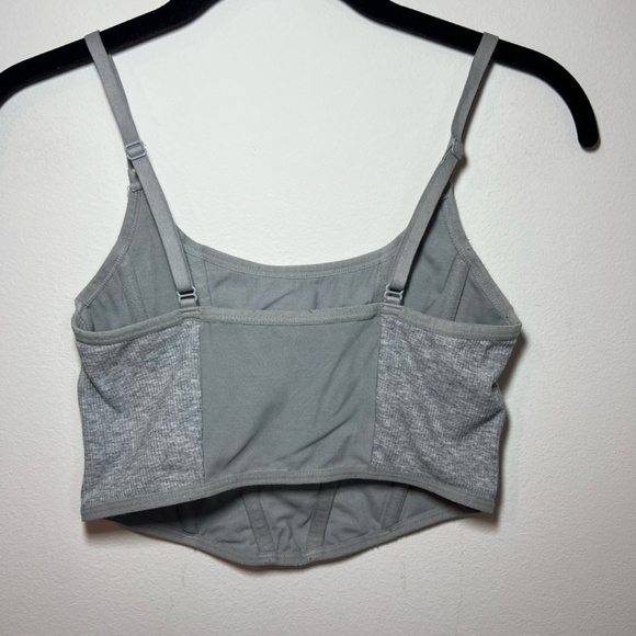 Colsie Women's Ribbed Corset Top Adjustable Strap Boning Mesh Pullover Sz Medium - Picture 4 of 5